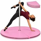 HOMCOM Tappeto Pole Dance Ballo Ginnastica, Ø150x5cm, Rosa