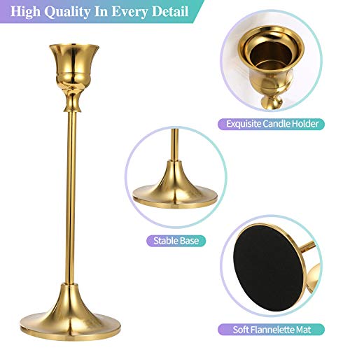 image for Anndason Set of 6 Gold Taper Candle Holders Decorative Candlestick Hol