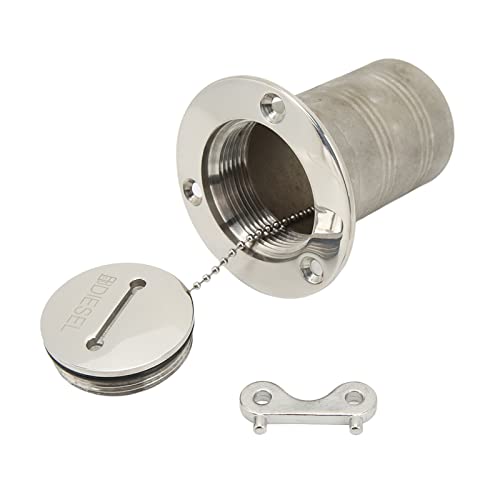 Fabater BootsdeckFüller, 2 Zoll Marine Deck Füllanschluss, Gas//Abfall/Wasser/Kraftstoff Deck Füller mit Schlüsselkappe, Polierte 316 Edelstahl Hardware für Boot, Yacht,