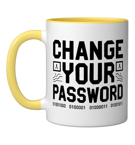 Cybersecurity Analyst Password Policy Enforcer Humor Infosec Ceramic Mug, Yellow/White