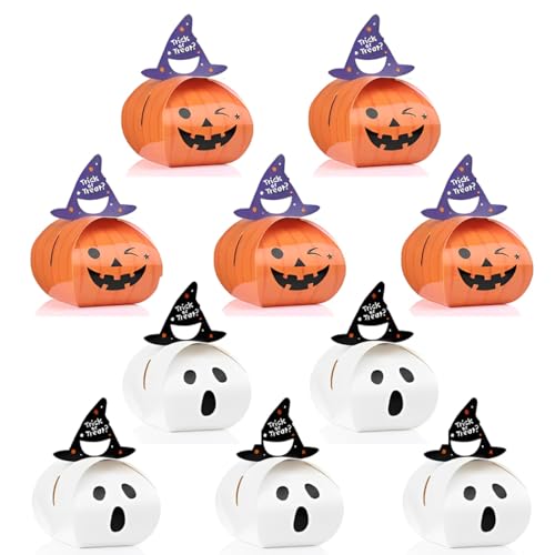 EIHI 10 unidades Halloween favor caixas mini sacos de doces pastel caixas de cartão caixa de bolachas caixa de presente caixa de doces, Castanho