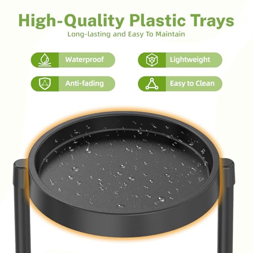 iDavosic.ly 6 Tier Folding Plant Stand Indoor Outdoor, Plastic Tray, Black