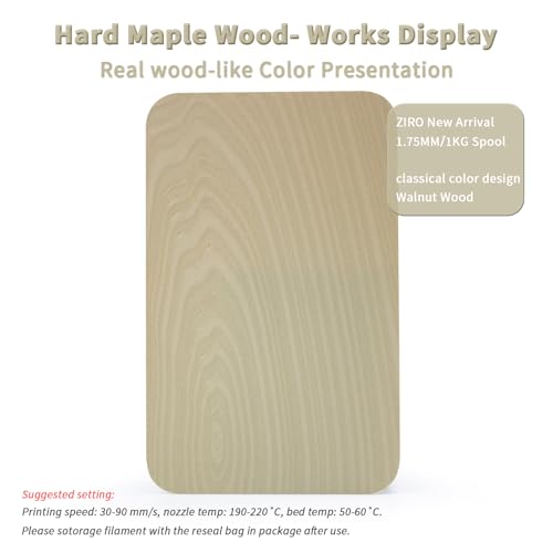 Image of ZIRO 1.75mm PLA Filament, Contain Real Wood Flour, 2.2lbs Hard Maple Wood