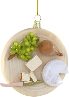 Cody Foster & Co Gourmet Cheese Plate Christmas Ornament, Realistic Miniature Food Design, Festive Holiday Decor, Unique Foodie Gift, 4-inch
