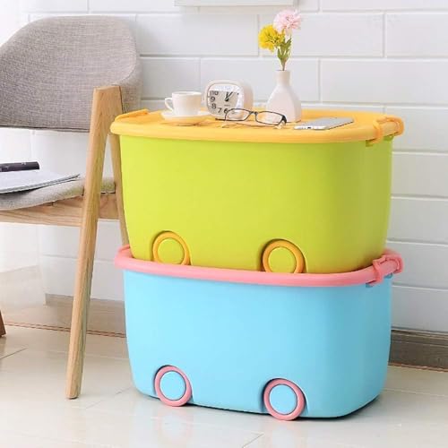 Image of Kodiaq 25 Liters /Toy Storage Organiser /Toy Basket Storage for Kids /Toy Basket Storage Box for Kids Big Size (Pack Of 2 / Stackable /Wheels /Locking Lid & Handle Color may vary)