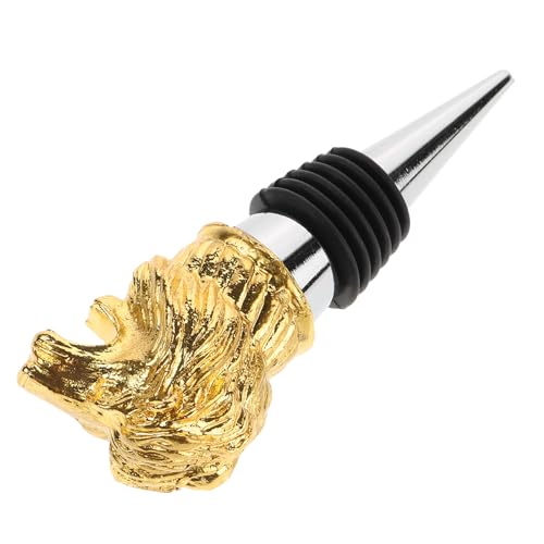 Tapón de botella de vino reutilizable de metal con diseño de león 2