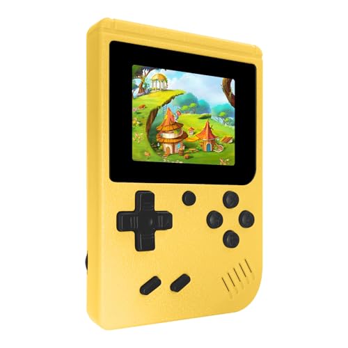 Image of Retro Handheld Games Console, Built-in 400 Video Games,Mini Portable Video Gaming Player with 3.0 Inch IPS Screen, Rechargeable Battery (Yellow)