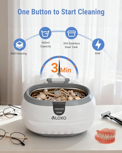 VLOXO Ultraschallreinigungsgerät 600ml – 42kHz Ultraschallreiniger Ultraschallbad...