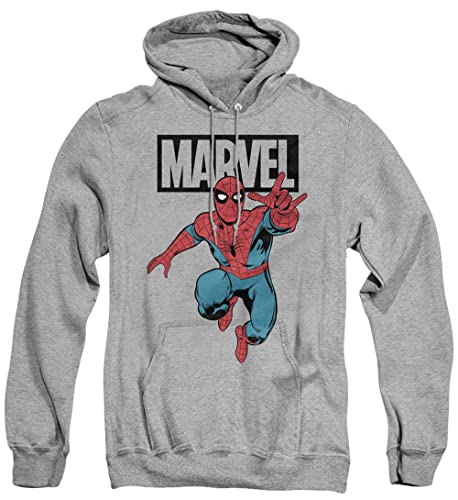 Cotton Soul Marvel Spiderman Jump Unisex Hoodie, Grey Heather, Small