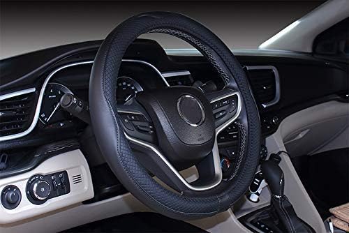 Istn Microfiber Leather Car Steering Wheel Cover Universal 15 inch/38CM Breathable Anti-slip Protector for Auto/Truck/SUV/Van(Black)