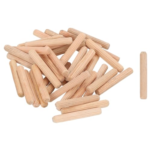 uxcell 200Pcs 1/4" x 1-4/7" Wooden Dowel Pins, Wood Dowels Rods, Furniture Woodworking Grooved Fluted Pin, Wooden Dowels Fluted for Craft, DIY Projects