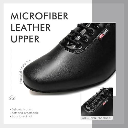 Black Ballroom Dance Shoes Men Leather Lace-up Dance Shoes for Men Salsa Tango Ballroom Practice Dancing Shoes2