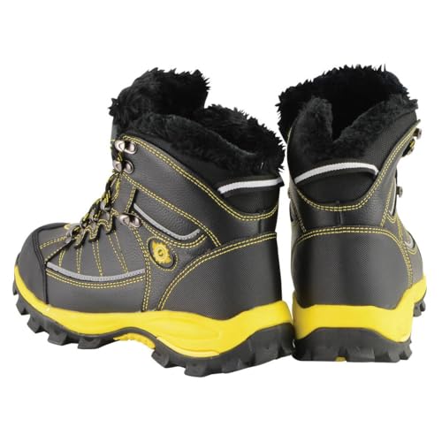 Image of Bazalt-Men's Black & Yellow Water&Frost Proof Leather Boots w /Faux Fur Lining & Composite Toe-BLK /YEL
