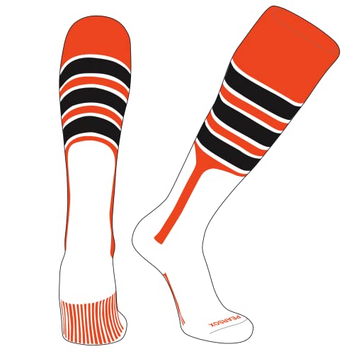 PEAR SOX OTC Baseball Softball Stirrup Socks (C, 9in) Orange, White, Black
