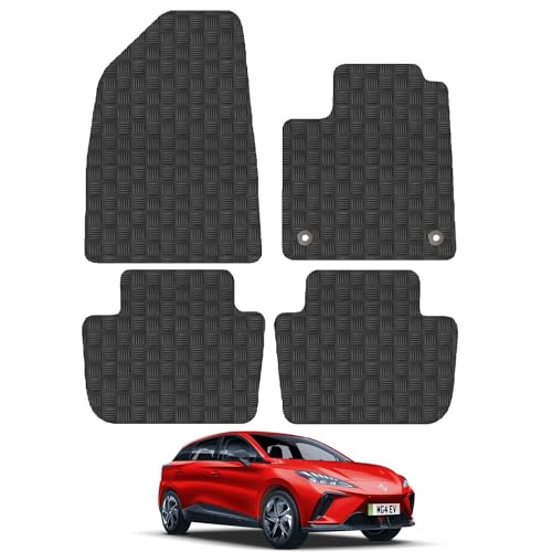 Car Mats for MG MG4 EV 2022 Onwards Tailored Fit Rubber Floor Mat Set Accessory Black Custom Fitted 4 Pieces with Clips - Anti-Slip Backing, Heavy Duty & Waterproof