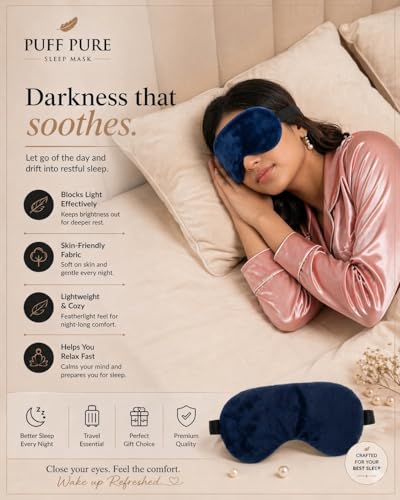 Image of Travelling Sleep Mask Light Blocking Sleeping Eye Mask With Elastic Strap For Deep Sleep, Travel, Meditation, Nap, Airplane And Office Rest Use Blind Fold For Comfortable Sleeping [Purple] (Pack Of 2)