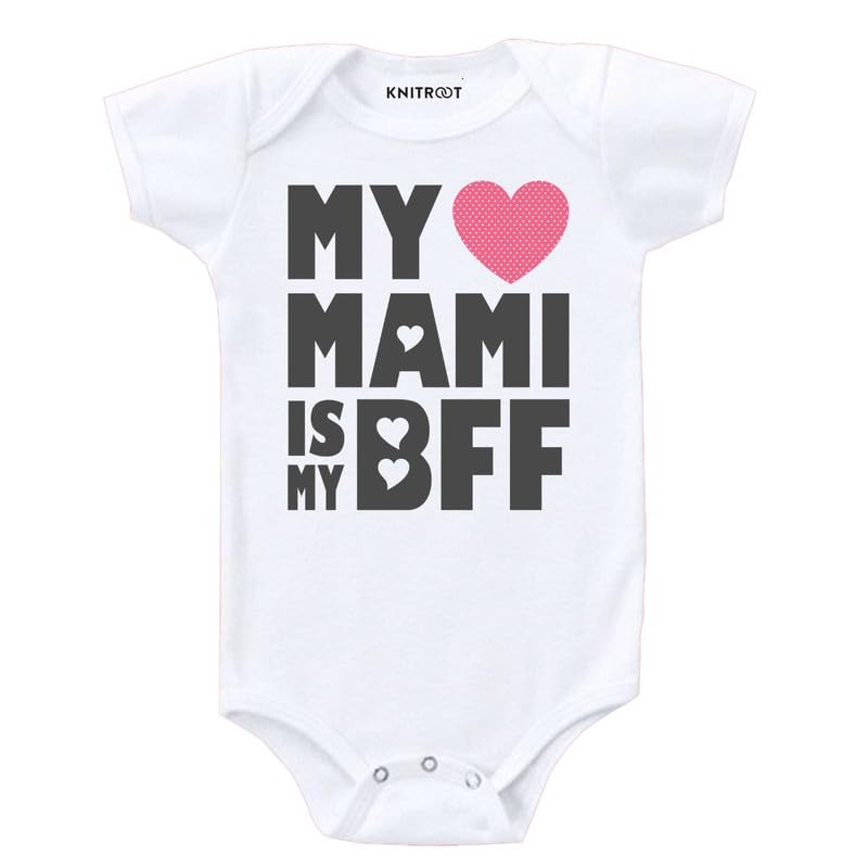 - KNITROOT Mami Family Special Onesies, Unisex Baby Kids Cotton Lycra Envelope Neck Half Sleeve Romper, Bodysuit, Sleepsuit, Mami Is My Bff, Infant Cloths for Boys & Girls