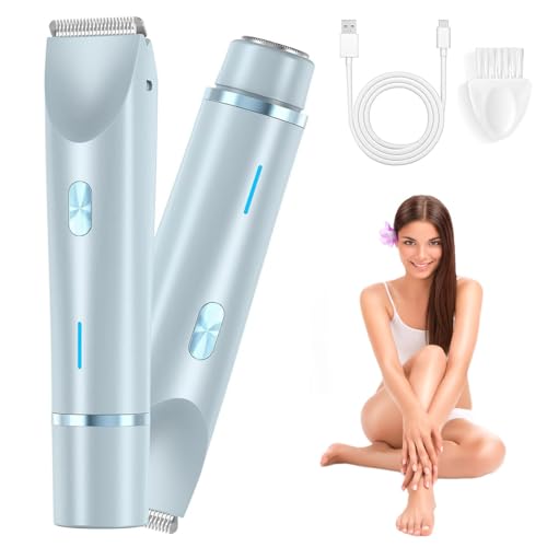 Pelvora Intimrasierer 2 in 1, Bequemer Elektrischer 2-in-1-Damenrasierer, IPX7 Waterproof Design, Wet and Dry Use, Suitable for Various Body Parts (Blau)