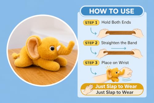 Image of Cute Animal Fur Plush Slap Wristband for Kids -Soft Toy Bracelet, Adjustable Snap Band for Boys & Girls