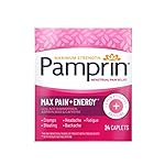 Pamprin Maximum Strength Max Pain and Energy Formula, Menstrual Period Symptoms Relief for Cramps, Bloating and Fatigue, 24 Caplets