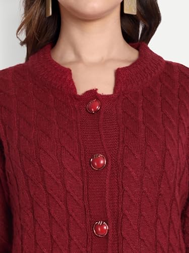 Image of HAUTEMODA Women's Wool Banded Collar Cardigan