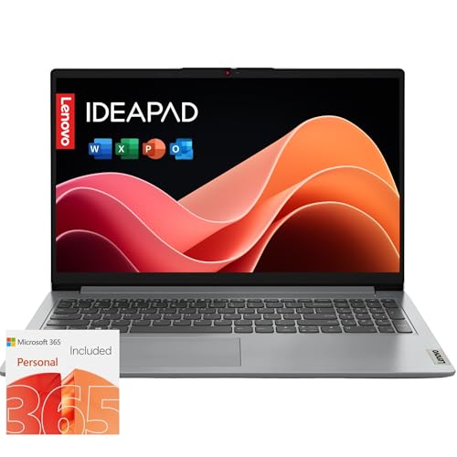 Lenovo IdeaPad 1i Laptop with Microsoft 365 Home and Business • 12GB RAM • 1TB Cloud Storage and 256GB SSD • Intel Core • 15 Anti-Glare Screen • WiFi-6 • 11HR Battery • Windows 11 • w/o Earbuds