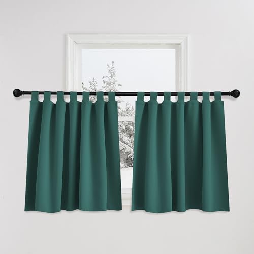 PONY DANCE Kurze Vorhänge mit Schlaufen Verdunkelungsvorhang Kinderzimmer Blickdichte Fenstergardinen Modern Küchengardinen Schlaufenschal 2er Set H 120 x B 140 cm, Dunkelgrün PONY DANCE Kurze Vorhänge mit Schlaufen Verdunkelungsvorhang Kinderzimmer Blickdichte Fenstergardinen Modern Küchengardinen Schlaufenschal 2er Set H 120 x B 140 cm, Dunkelgrün