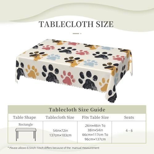 Nappe rectangulaire motif pattes de chien pour repas de fête et buffets animés