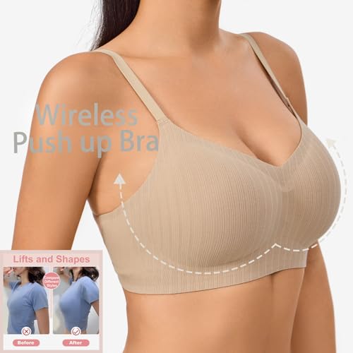Push Up Bras for Women Wireless Bra Silicone Soft Support Seamless Comfortable Wire Free Bralette Small to Plus Size2