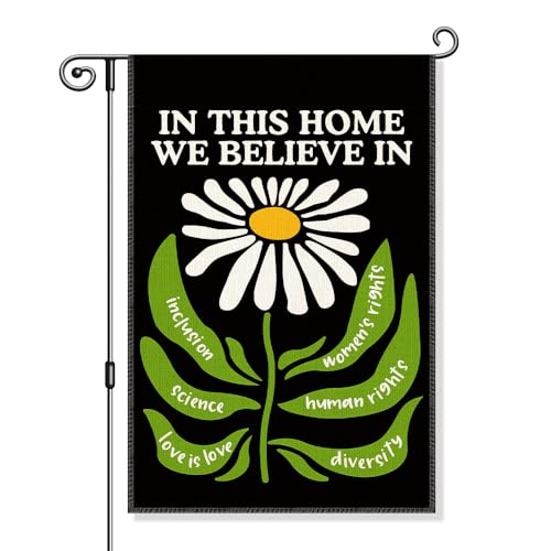 Gkodw In This House We Believe Garden Flag, Funny Kindness Yard Flag for Outside, DEI Supporter Resist Hate Flag, Social Justice Yard Sign, Diversity Banner for Men Women
