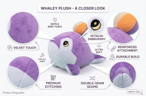 Image of Dolphin Plush Soft Toy with Ball (Purple) - Cute Teddy Style Stuffed Animal for Kids & Babies | Cuddly, Washable & Huggable Gift Toy