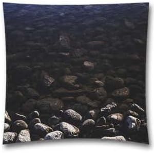 18 X 18 Inches Cotton Linen Decorative Throw Pillowcase-Stone Lake Nature Water Square Cushion Cover