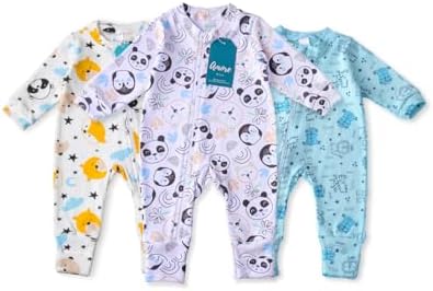 Kit 3 Macacão Bebê Amore Vira Pé com Zíper Menino (100% Algodão)