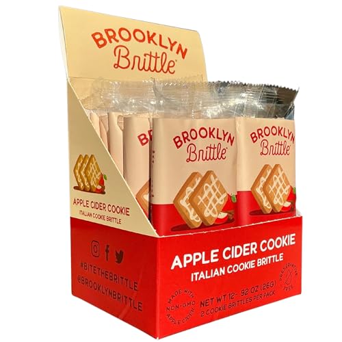 Brooklyn Brittle Apple Cider Cookie Brittle | Fall-Inspired Crunchy Snack with Apples, Cinnamon &amp; Buttery Flavor | Crisp Sweetness of Apples Cookie 1 Box of 12