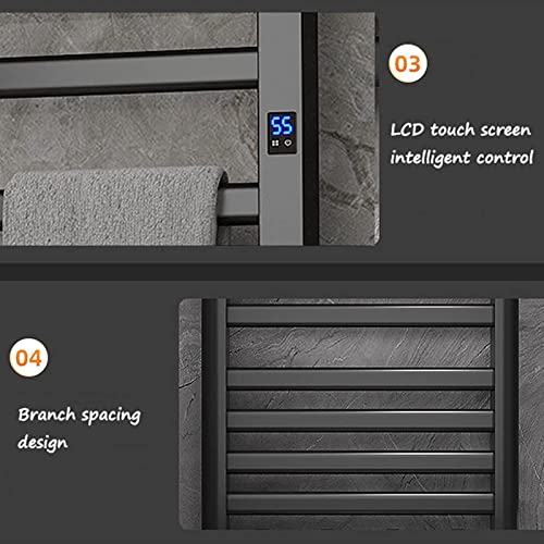 Sèche-serviettes électrique de bain mural et programmable en acier blanc - 6