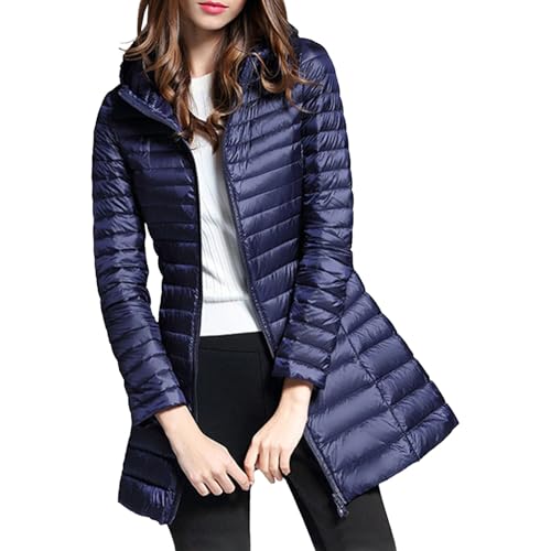 Veste puffer longue pour femme ZDJSWJ avec capuchon et poches