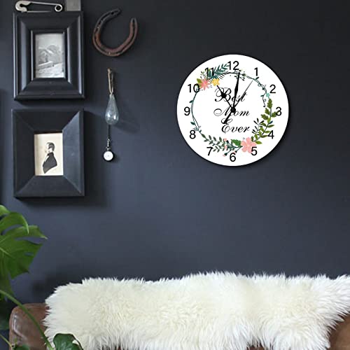 Horloge murale Best Mom Ever vintage rustique et silencieuse