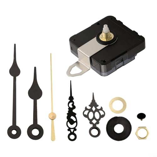 Väggklocka rörelse med tyst svepfunktion och två metallpekarpar för kreativ montering (axel 16 mm)