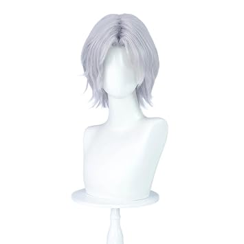 KIRA KIRA Dantee Cosplay Wig 35cm/13.8 Short Straight Gray Hair for Halloween Cosplay Grey