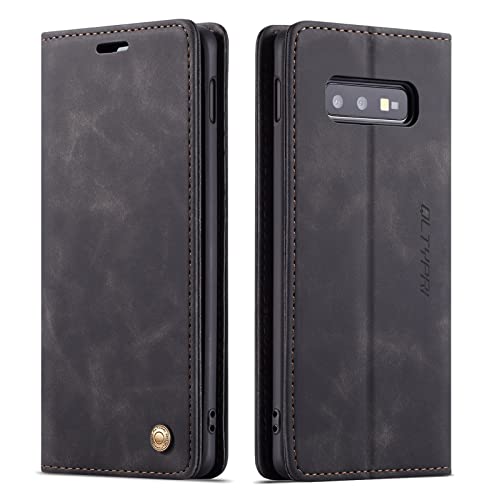 Étui portefeuille Samsung S10e en cuir noir avec fente cartes QLTYPRI