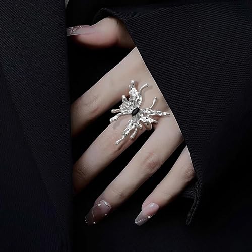 Drperfect 13 PCS Y2k Rings For Women Vintage Irregular Rings for Women Men Chunky Adjustable Rings Gothic Goth Open Moonstone Butterfly Star Pink Heart Cool Statement Ring Aesthetic Accessories Ring Set2