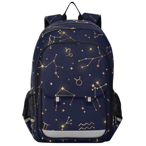Mochila para laptop azul signo do zodíaco para meninos e meninas, bolsa de viagem, casual, mochila escolar para estudantes