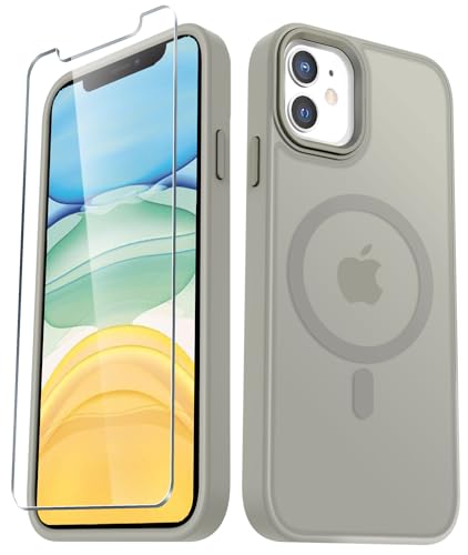 Image of for iPhone 12 Pro /iPhone 12 Case, Matte Magnetic Case, Titanium Gray | Fit for Magsafe, Screen Protector Included, Matte Translucent Frosted Slim Shockproof Protective Phone Cover