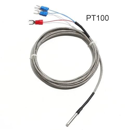 Sensor de temperatura PT100 tipo K con sonda termopar de acero inoxidable y cable blindado 1m 4