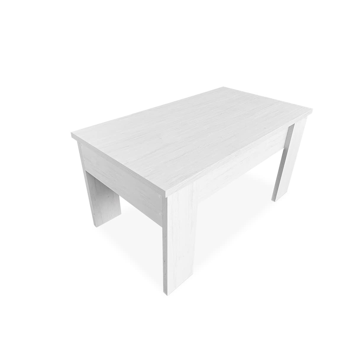 Somnia Descanso - Mesa de Centro Elevable, Mesita de Salón o Comedor, Acabado en Color Gris Polar, Medidas: 90 cm (Ancho) x 50 cm (Fondo) x 46-57 cm (Alto)