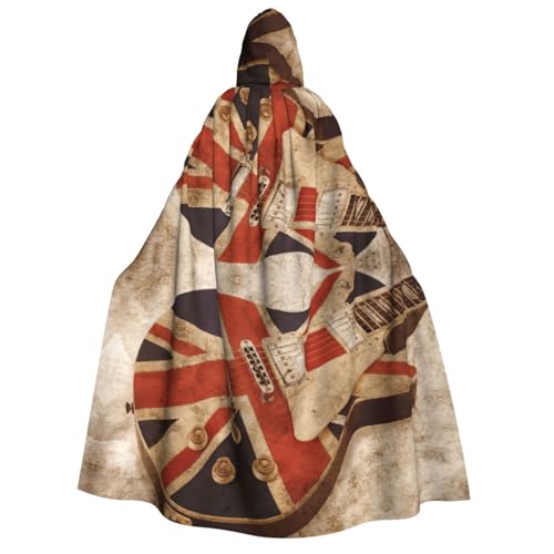 Cape avec capuche imprimé drapeau britannique pour costume carnaval et sorcière