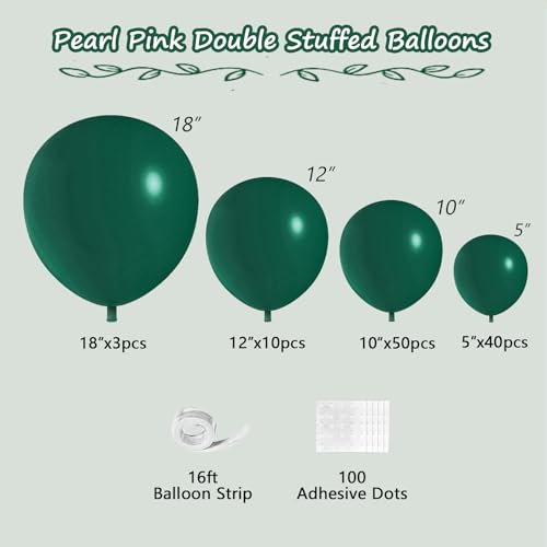 Image of 108Pcs Double Stuffed Dark Green Balloon Garland Arch Kit
