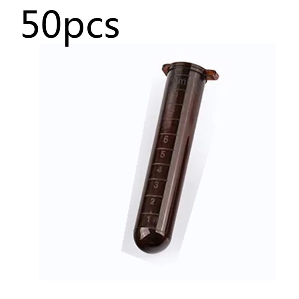 Cristalería de Laboratorio Tubo de centrífuga de plástico marrón de 5 ml, 10 ml y 15 ml con tapa graduada, vial de muestra, equipo de laboratorio(50ml-50Pcs)