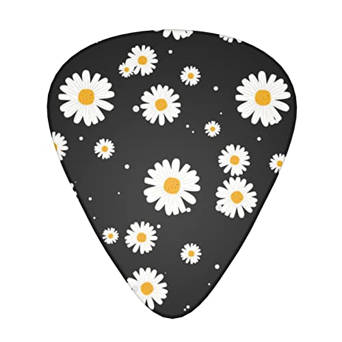 Lot de 12 médiators pour guitare basse électrique et acoustique Motif marguerite Blanc/jaune - Les Beatles, Paul McCartney, John Lennon, RIngo Starr, George Harrison Lot de 12 médiators pour guitare basse électrique et acoustique Motif marguerite Blanc/jaune