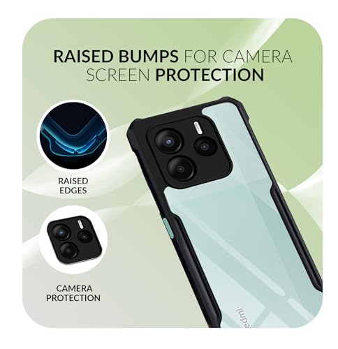 Image of Back Cover Case + Screen Protector for Redmi Note 14 SE 5G | Transparent & Black Mobile Phone Back Case Cover for Redmi Note14 SE | Camera Protection | Redmi Note 14 SE 5G PC Black Case